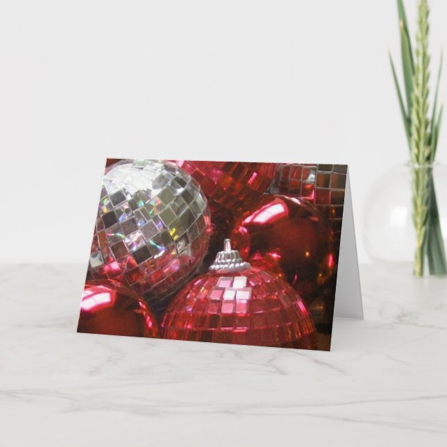 Cartão 'Saudações da Época' de Red Baubles (Frente)