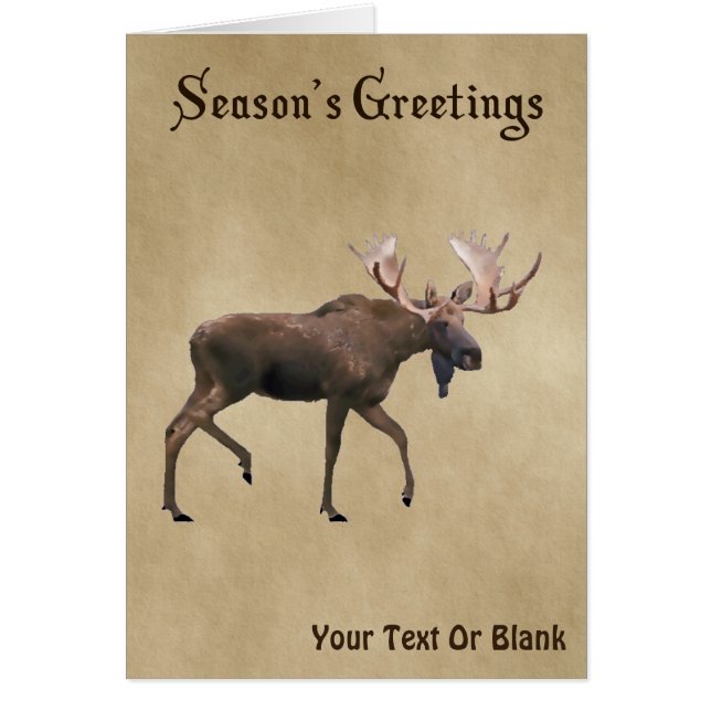 Cartão Saudações da temporada - Bull Moose On Old Paper (Frente)