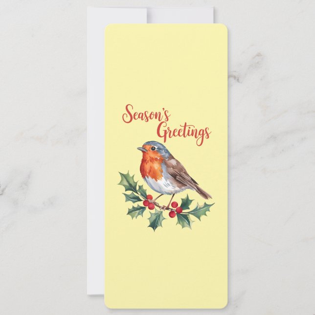 Cartão Saudações da temporada de Robin alegre (Frente)
