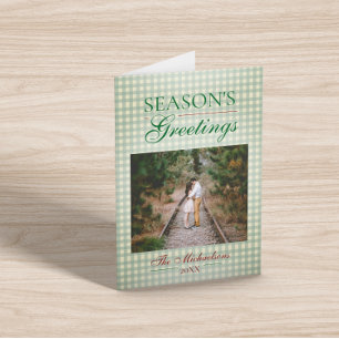 Cartão Saudações da temporada Gingham Natal