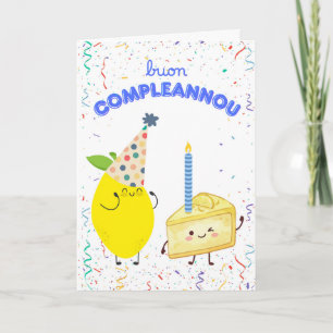 Cartão Saudações de Aniversário Italiano Buon Compleannou