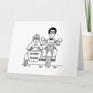 Cartão Saudações de Casamento de Motociclista Personaliza