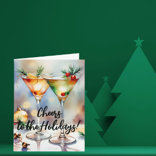 Cartão Saudações de Copos de Cocktail de Natal Festivos