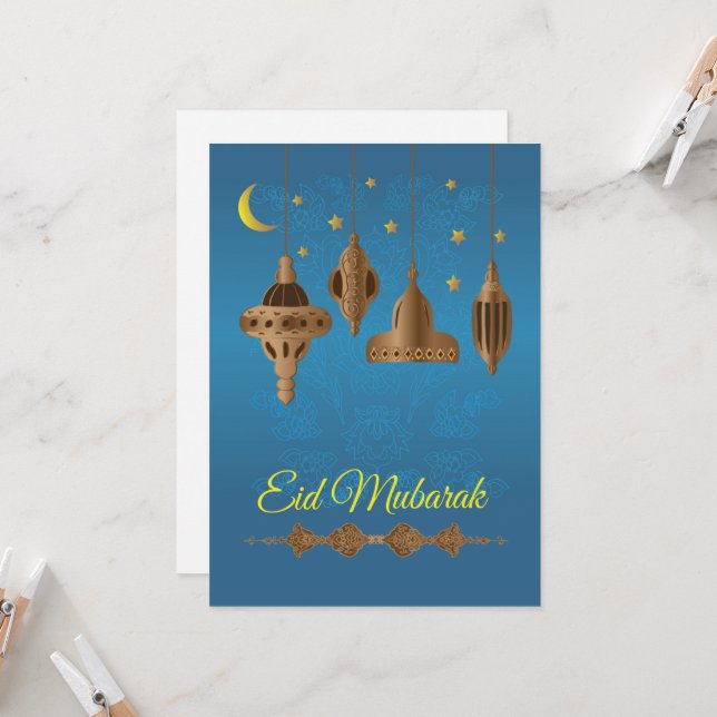 Cartão Saudações de Eid Mubarak (Frente/Verso In Situ)