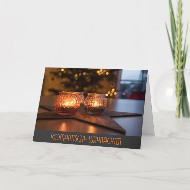 Cartão Saudações de Feliz Natal Romântica Alemã (Frente)