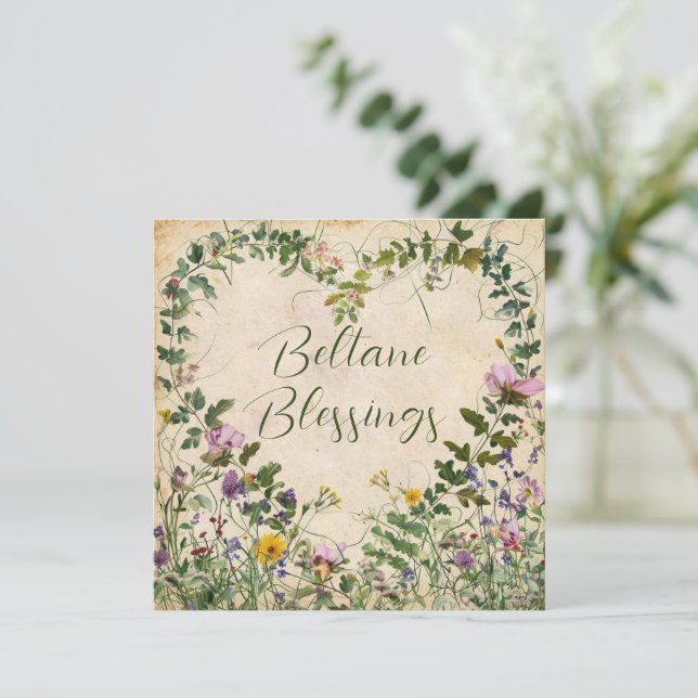 Cartão Saudações de Feriado de Beltane (Em pé/Frente)