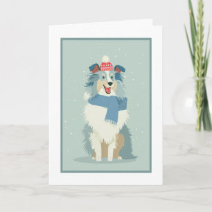 Cartão Saudações de Férias do Blue Merle Sheltie