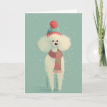 Saudações de Férias do Poodle Branco