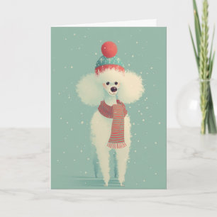 Cartão Saudações de Férias do Poodle Branco