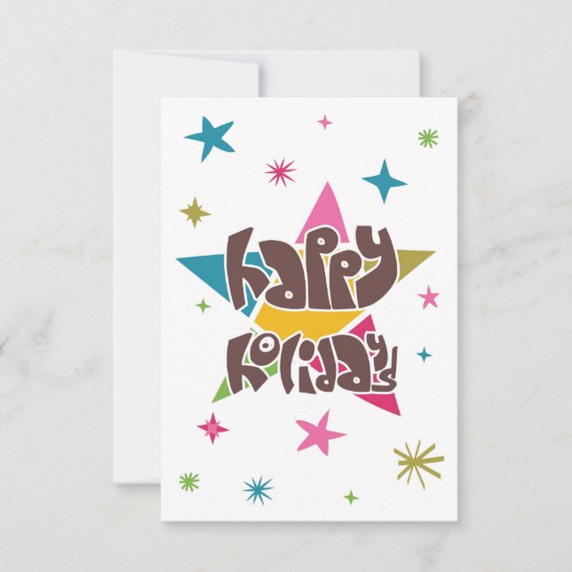 Cartão Saudações de férias felizes. (Frente)