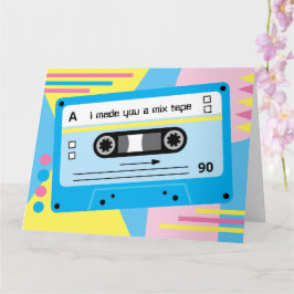 Cartão Saudações de Fita Cassete Azul Old Skool