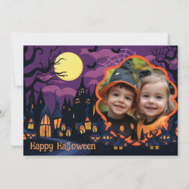 Cartão Saudações de Halloween com foto personalizada