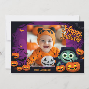 Cartão 👻 saudações de Halloween com fotos personalizadas