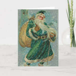 Cartão Saudações de Natal-Carta Postal Retro do Papai Noe