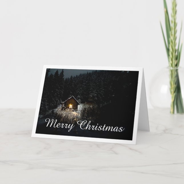 Cartão Saudações de Natal com Casa de Bruxa (Frente)