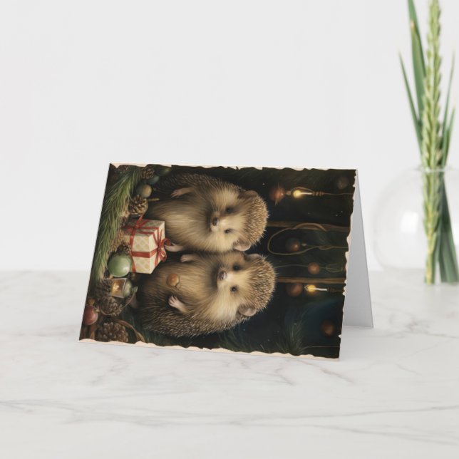 Cartão Saudações de Natal de Animais da Floresta de Madei (Frente)