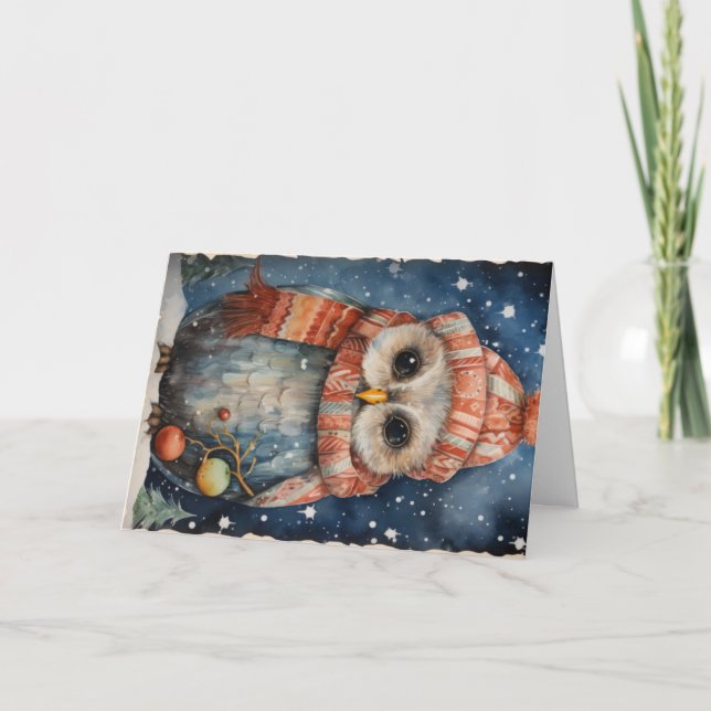 Cartão Saudações de Natal de Animais da Floresta de Madei (Frente)