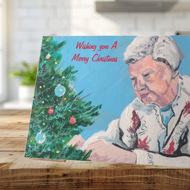 Cartão Saudações de Natal de NANNY/GRAMMY pintadas à mão (Folded Christmas Card)