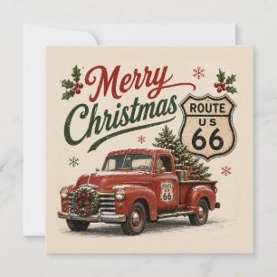 Cartão Saudações de Natal do Caminhão Retro Route 66