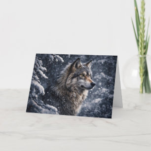 Cartão Saudações de Natal Lobo Bonito