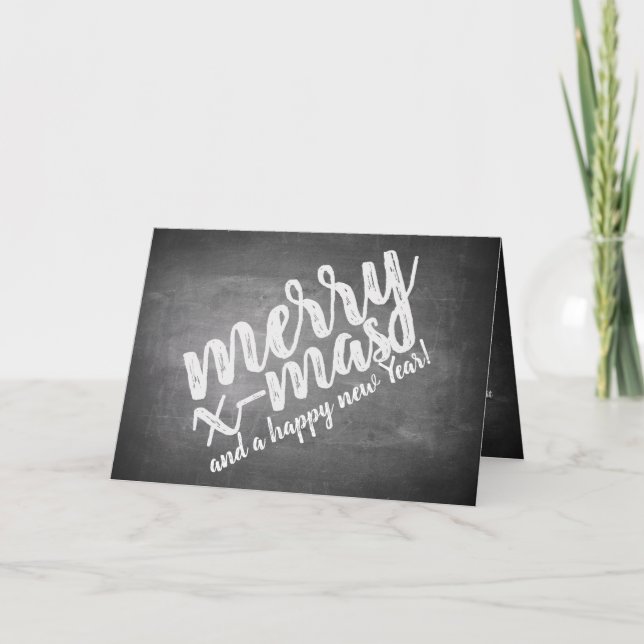 Cartão Saudações de Natal no Quadro de Giz (Frente)