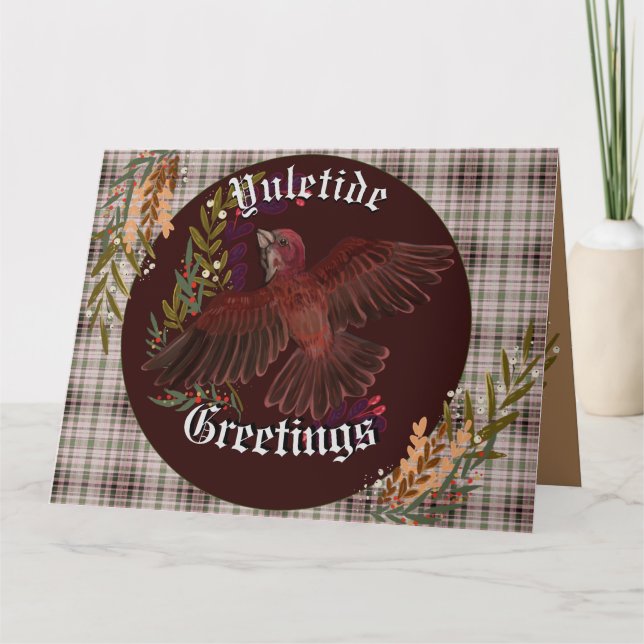 Cartão Saudações de Natal Tentilhão Roxo (Frente)