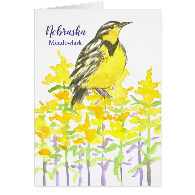 Cartão Saudações De Nebraska Meadowlark Goldenrod (Frente)