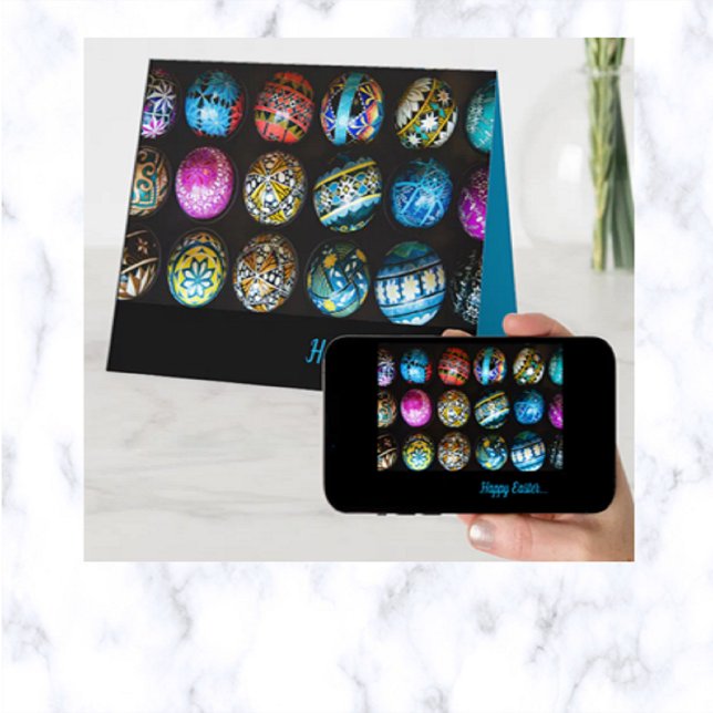 Cartão Saudações de Páscoa de Ovos de Páscoa Pintados Edi (Criador carregado)