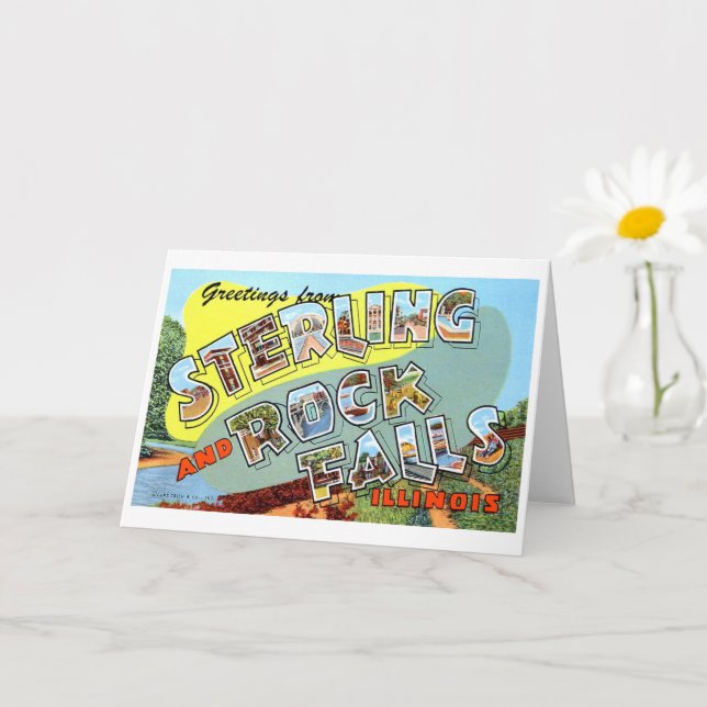 Cartão Saudações de Sterling e Rock Falls, Illinois (Planta pequena)