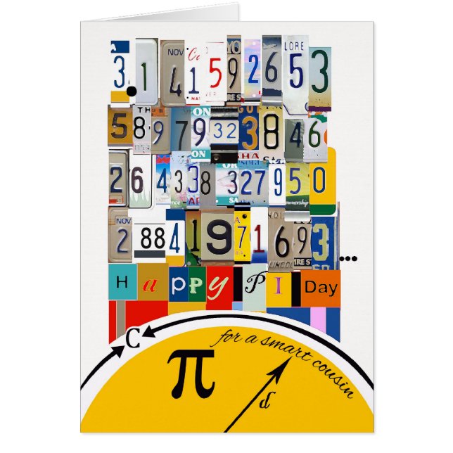 Cartão Saudações do Pi Day para Primo, Números de Bêbados (Frente)