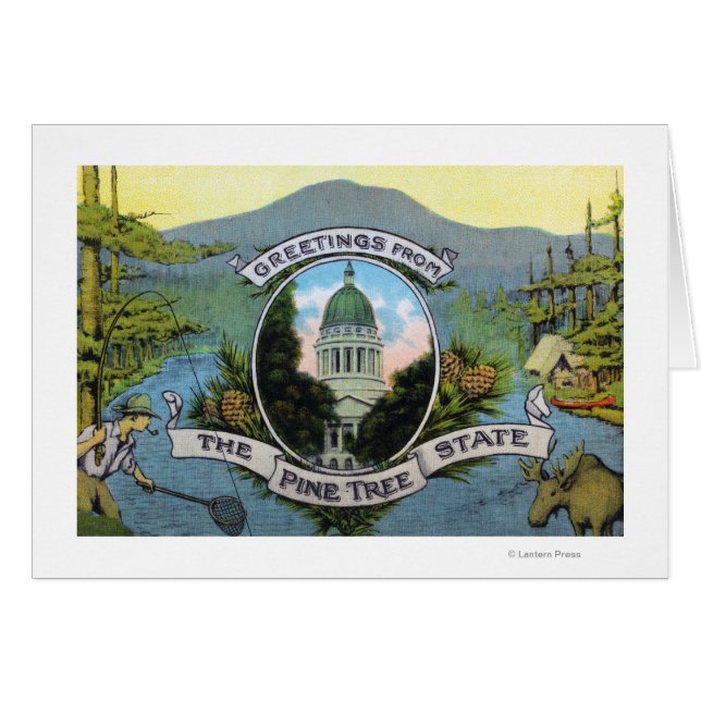 Cartão Saudações do Pine Tree State, Cênico (Frente Horizontal)