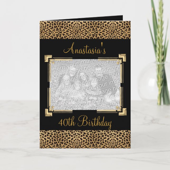 Cartão Saudações Evento Impressão Animal Preto Fot (Frente)