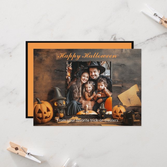 Cartão Saudações Ghoul-tastic do Halloween (Frente/Verso In Situ)