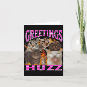 Cartão Saudações Huzz Funny Cat Meme Bootleg Gráfico Home