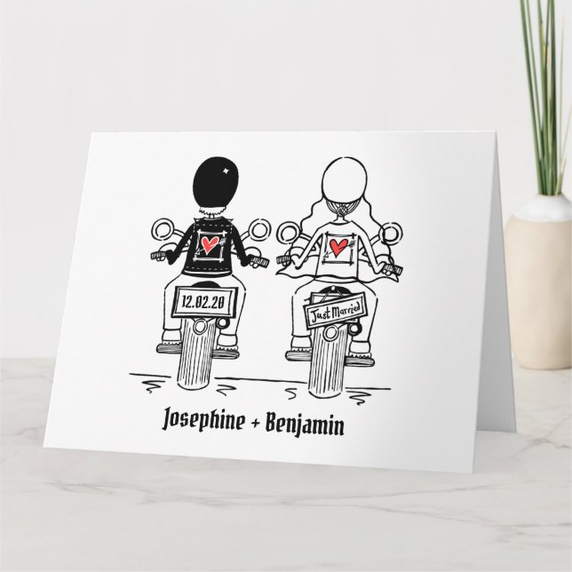 Cartão Saudações personalizadas de Casamento de Motocicle (Frente)
