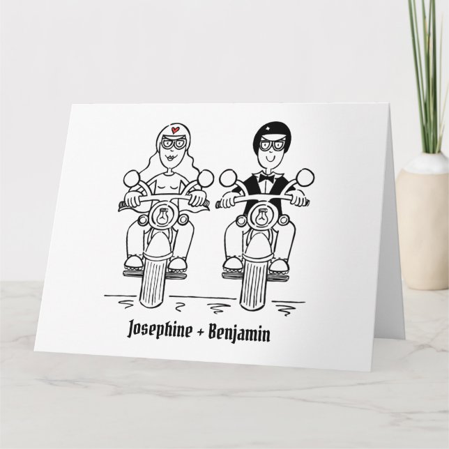Cartão Saudações personalizadas de Casamento de Motocicle (Frente)