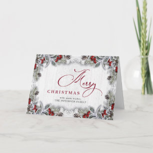 Cartão Saudações Rústicas de Natal com Azevinho