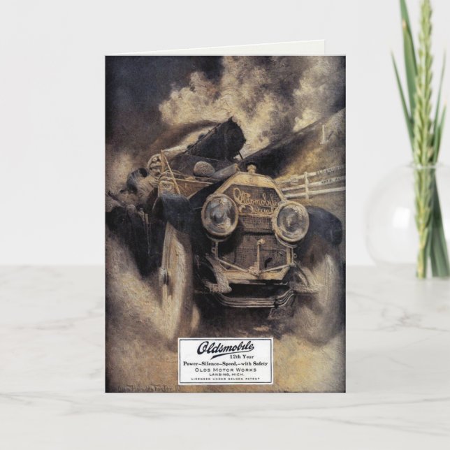 Cartão Saudações Vintage Com Carro Antigo (Frente)