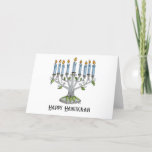 Cartão Saudável - Hanukkah Menorah<br><div class="desc">Meu lápis colorido e desenho de tinta de uma menorah.</div>