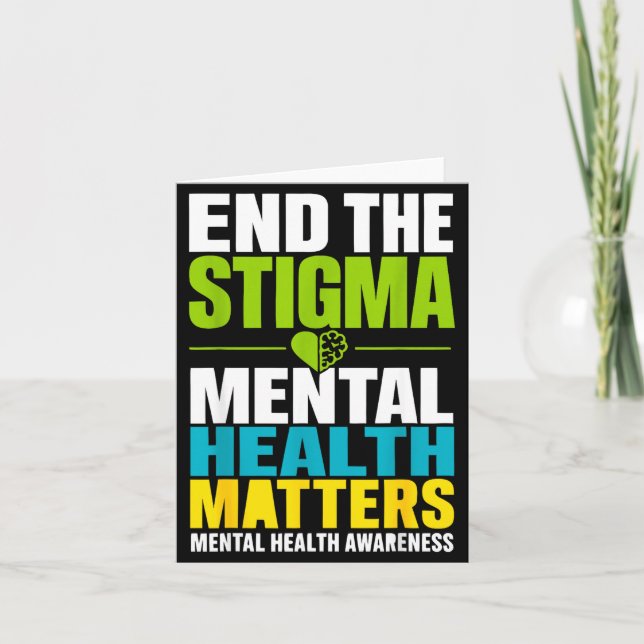 Cartão Saúde mental fim do estigma autocuidado conscienti (Frente)