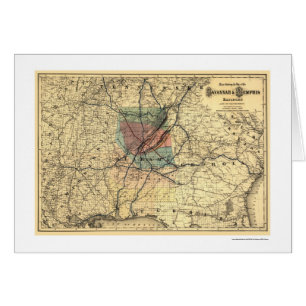 Cartão Savana & mapa 1872 da estrada de ferro de Memphis