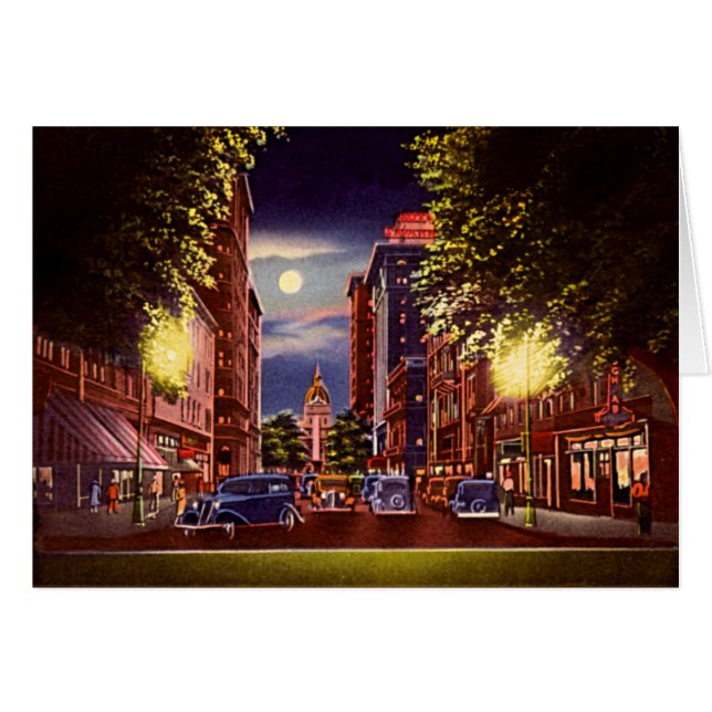 Cartão Savana, rua de Geórgia Bull na noite (Frente Horizontal)