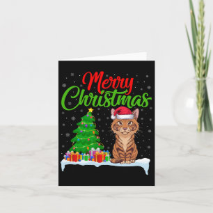 Cartão Savannah Cat Árvore de Natal Luzes Xmas Savannah C
