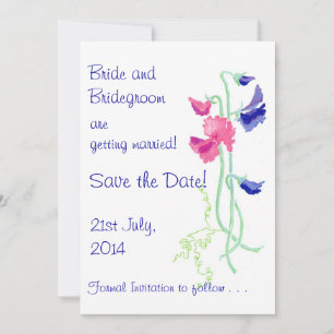 Cartão 'Save the Date' Rosa e Azul Sweet Pea