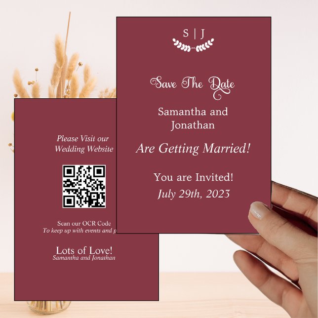 Cartão SaveDate de Tom Vermelho Vermelho Escuro Mo (Criador carregado)