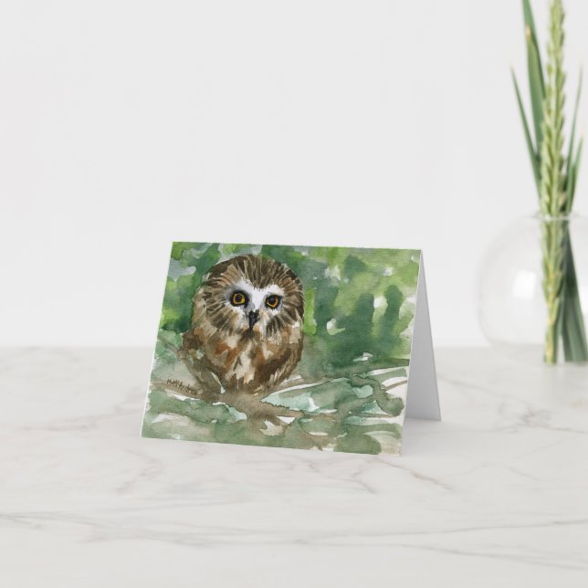 Cartão "Saw Whet Owl" (Frente)