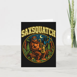 Cartão Saxsquatch Pé-grande Tocador de Saxofone Música Ja