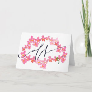 Cartão Say "Aloha" with the Orchid Lei Blank Note Card
