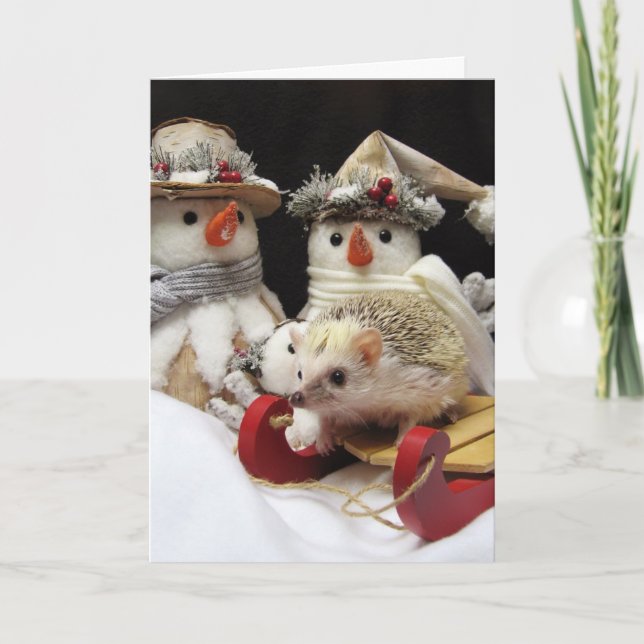 Cartão sazonal do ouriço do Natal (Frente)