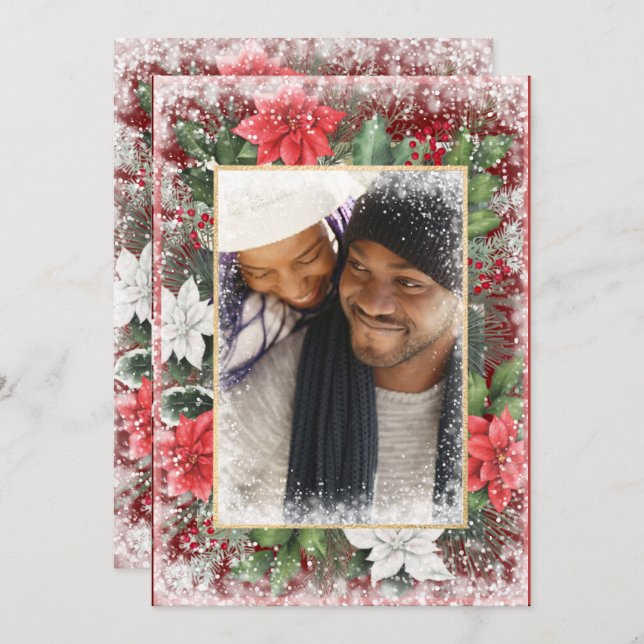 Cartão sazonal vermelho de Natal Feriado Natal (Frente/Verso)